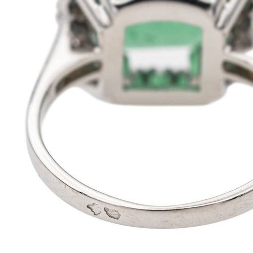 Bague 51 Bague Marguerite Or blanc, Platine Emeraude, Diamant 58 Facettes 3853104CN