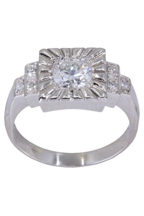 Platina art-deco diamanten ring