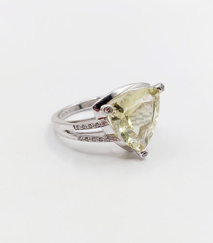 Bague 50 MAUBOUSSIN - Bague "Mes couleurs à toi" or blanc, citrine troïdia et diamants 58 Facettes A06276