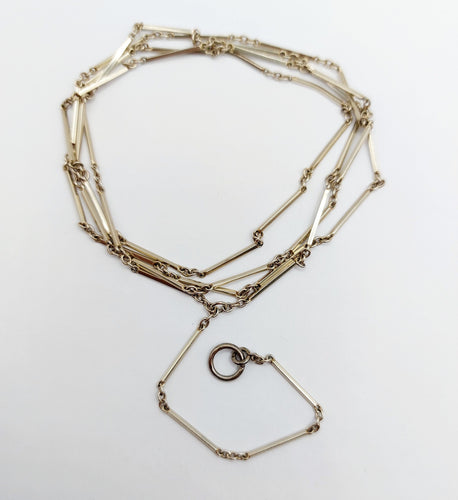 Collier Chaine sautoir antique or blanc à maille bâtonnets finement travaillés 58 Facettes A04836