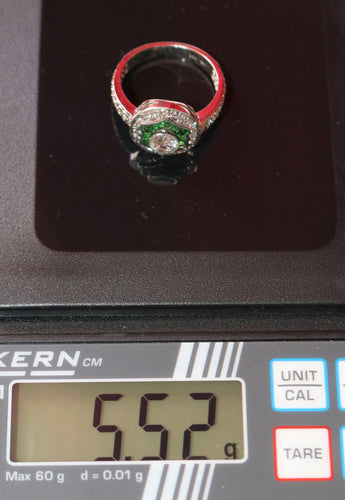 Bague 53 Bague style Art Déco diamants et tsavorites 58 Facettes 416