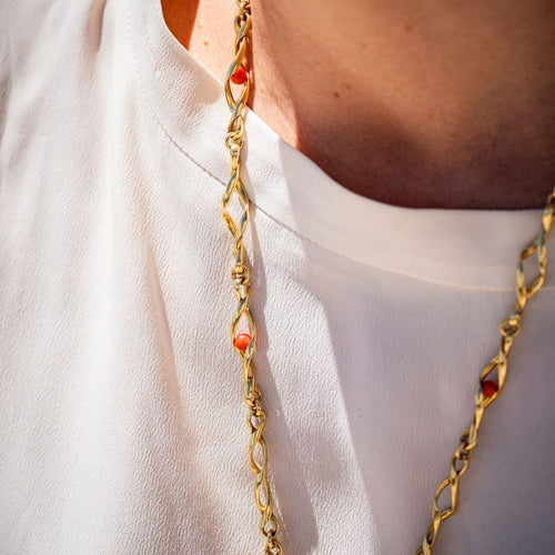 Collier Collier en or jaune 18k et corail 58 Facettes
