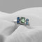 Bague 53 Bague en or avec saphir vert sans chaleur et diamants bleus 58 Facettes AO-0008