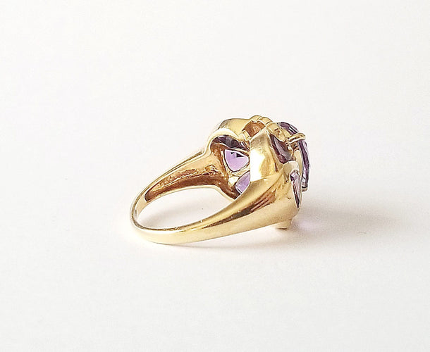 Bague 52 Bague or jaune améthystes 58 Facettes