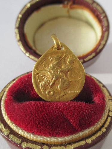 Rasumny - Medaljon privezak Art Nouveau dvostrani Sveti Đorđe u žutom zlatu 18k 