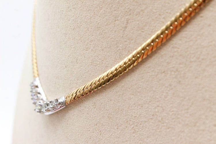 Collier Collier maille anglaise or jaune, diamants 58 Facettes 250197