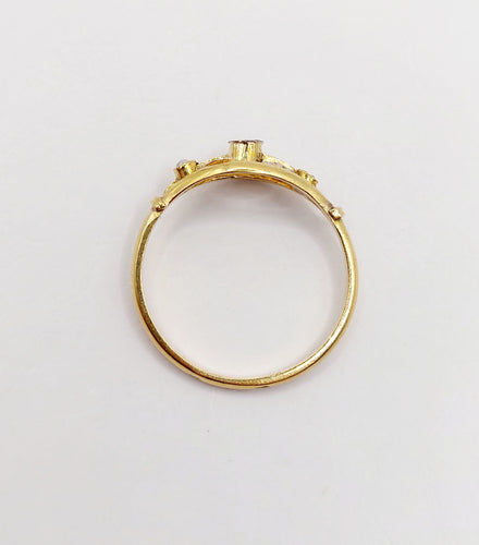 Bague 61 Bague fleur antique en or 18k, diamants taille roses et perles art nouveau 58 Facettes A06399