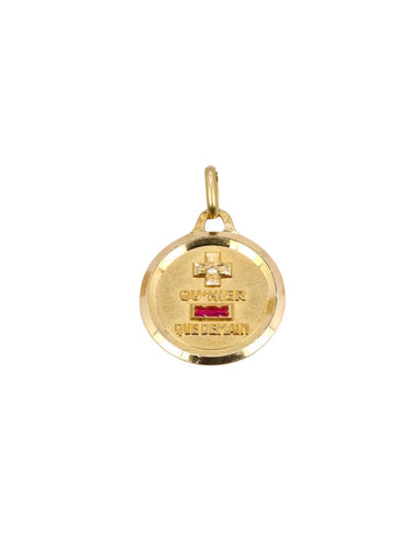 Pendentif AUGIS - Médaille amour ronde or jaune diamant rubis 58 Facettes J513