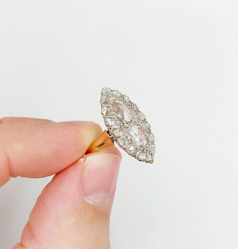 Bague 50 Bague marquise antique or rose 18k et diamants taille roses (circa 1900) 58 Facettes A06286