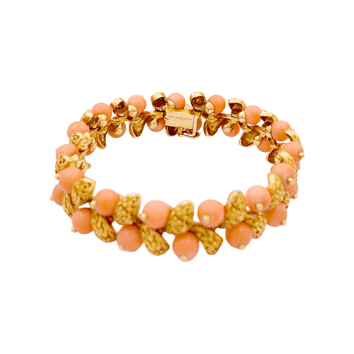 Bracelet Bracelet Van Cleef & Arpels, "Gui", or jaune, corail peau d'ange. 58 Facettes 34654