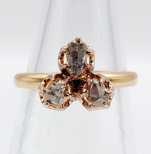 Bague 52 Bague victorienne or rose trèfle et diamants en serti illusion 58 Facettes A02570