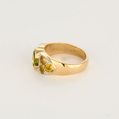 Bague 56 Bague en or jaune, péridot et citrines 58 Facettes MON0771