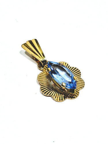 Pendentif Pendentif topaze bleue en or champagne 18 carats 58 Facettes