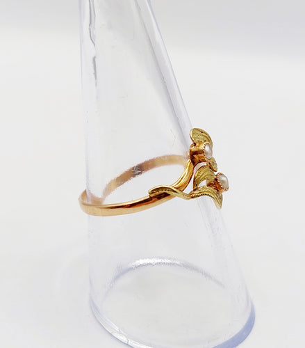 Bague 58 Bague Toi et Moi Art Nouveau or rose et jaune et perles (circa 1910) 58 Facettes A06373