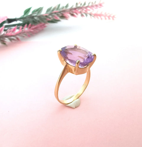 Bague 54.5 Bague Améthyste en Solitaire Or Jaune 58 Facettes AA 1602
