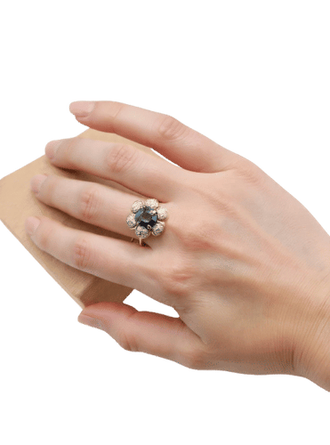 Bague 48 Bague vintage cluster saphir en or blanc 18k 58 Facettes