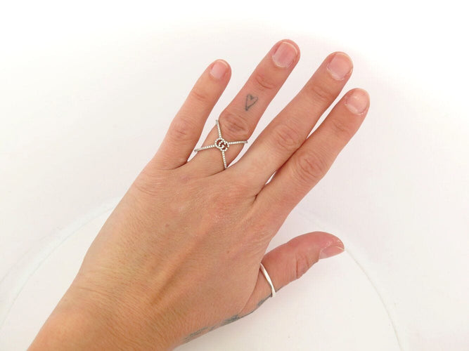 Bague 50 bague GUCCI gg running 7mm en or blanc 18k 108 diamants t50 58 Facettes 271884