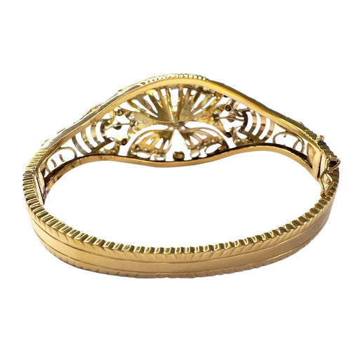 Bracelet Bracelet en or style rétro 1945 avec diamants et émeraude 58 Facettes Q75B