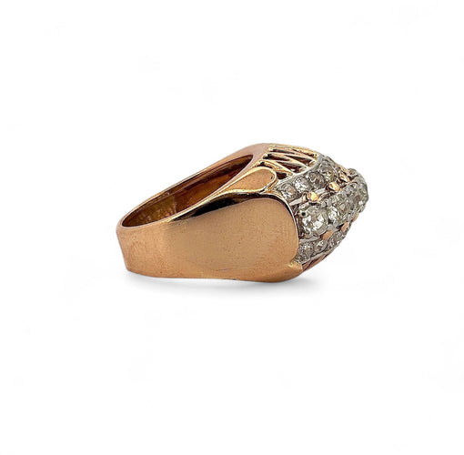 Bague 54 Bague ancienne jarretière en or jaune 18 carats et diamants taille ancienne 58 Facettes