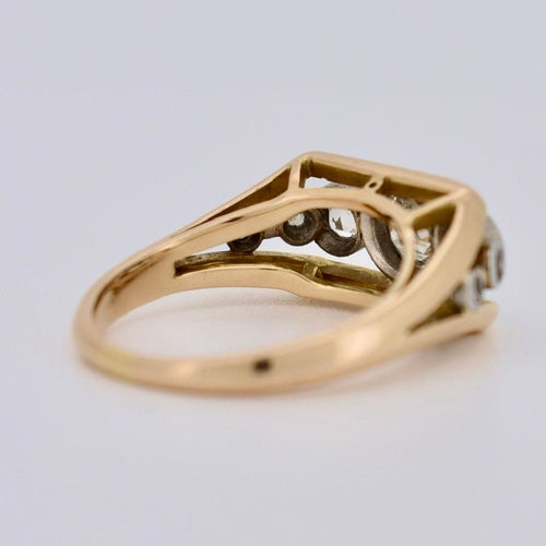 Bague 53 Bague Diamants Vintage 1950 Or 18ct et platine, diamant en chute 58 Facettes