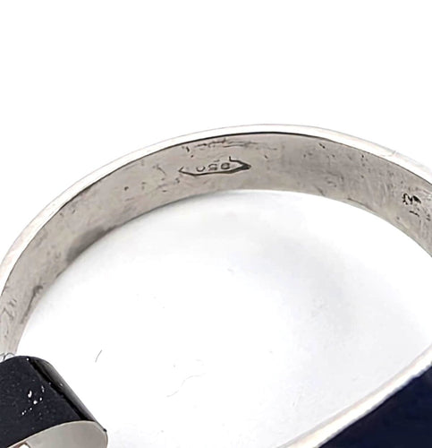 Bague 48 Bague en platine et émail avec diamants 58 Facettes