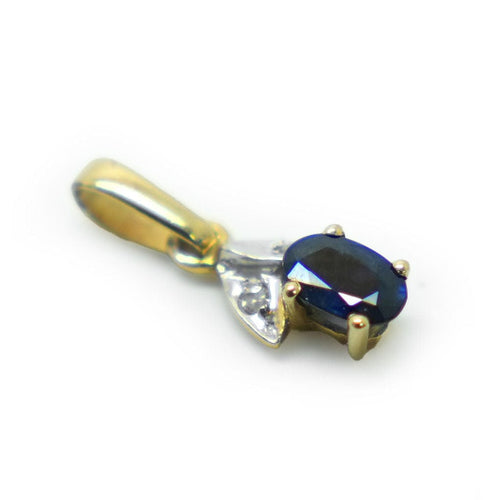 Pendentif Pendentif saphir or jaune et diamants 58 Facettes