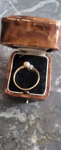 Bague 53 Belle Epoque Bague Toi et Moi en or blanc, diamants, perle naturelle 58 Facettes