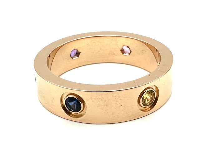 Bague 56 CARTIER. Collection "LOVE", bague or rose 18K et saphirs (full set) 58 Facettes