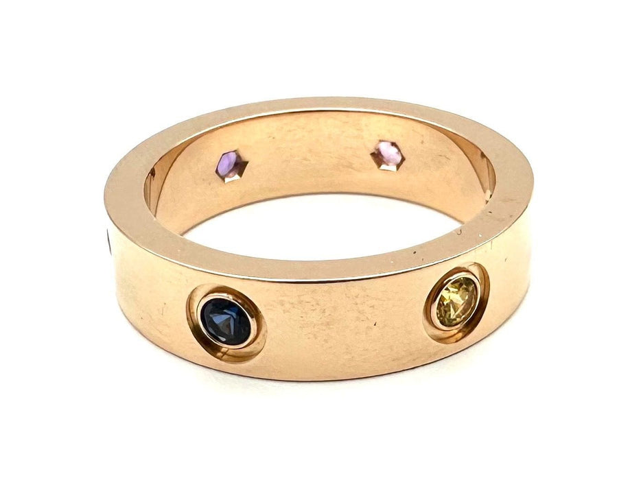 Bague 56 CARTIER. Collection "LOVE", bague or rose 18K et saphirs (full set) 58 Facettes