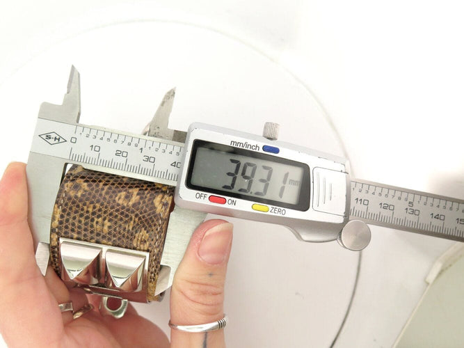 Bracelet bracelet HERMES medor collier de chien en cuir de lezard niloticus argente 58 Facettes 272558