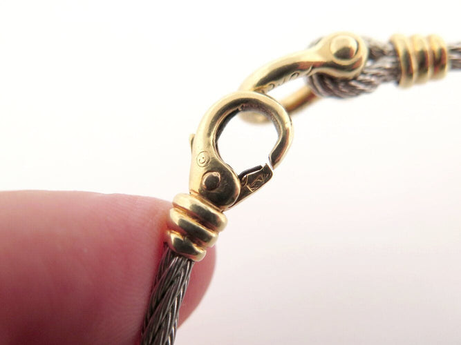 Bracelet vintage bracelet FRED force 10 t17 cable en acier & manille or jaune 18k 58 Facettes 269964