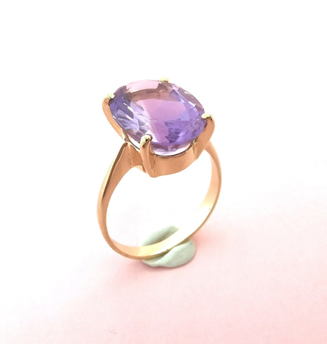 Bague 54.5 Bague Améthyste en Solitaire Or Jaune 58 Facettes AA 1602