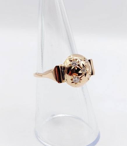 Bague 52.5 Bague bombée dôme or rose, diamant serti étoilé (circa 1950) 58 Facettes A05803