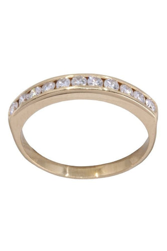 Bague 51 Demi alliance or jaune et diamants 58 Facettes 088451