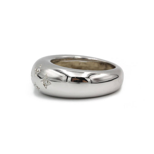 Bague 55 Bague jonc or blanc 750 années 80 diamants 58 Facettes SA001