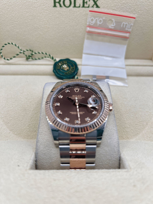 Montre Rolex Datejust 41 or rose Chocolate & Diamonds 58 Facettes