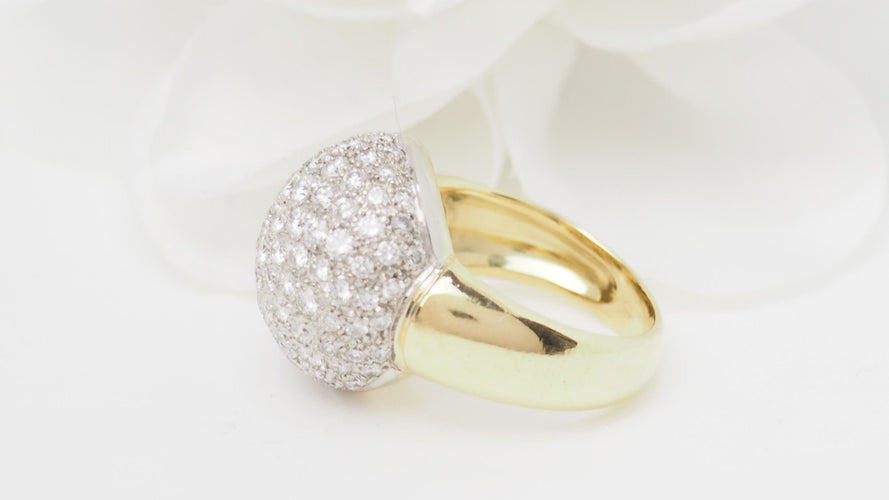 Bague 54 Bague boule en or jaune et diamants 58 Facettes 32585