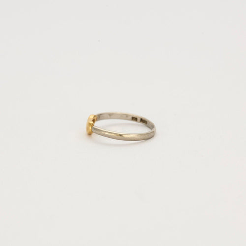 Bague Bague avec motif coeur en or jaune et platine 58 Facettes LP603/4