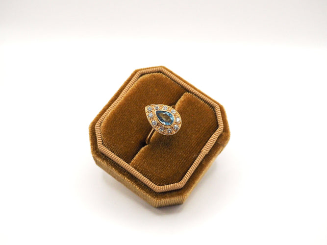 Bague 49 Bague poire or jaune topaze diamants 58 Facettes 5220