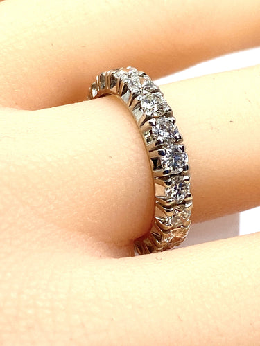 Bague 53 Alliance américaine or blanc, 20 diamants 2,30 carats 58 Facettes AB577