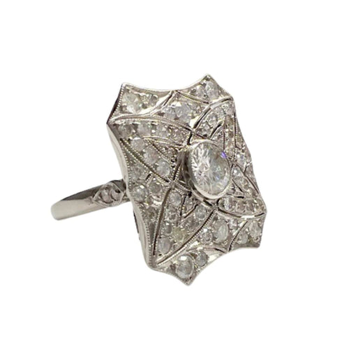 Bague Bague en platine de style Art Déco avec diamants 58 Facettes Q26B
