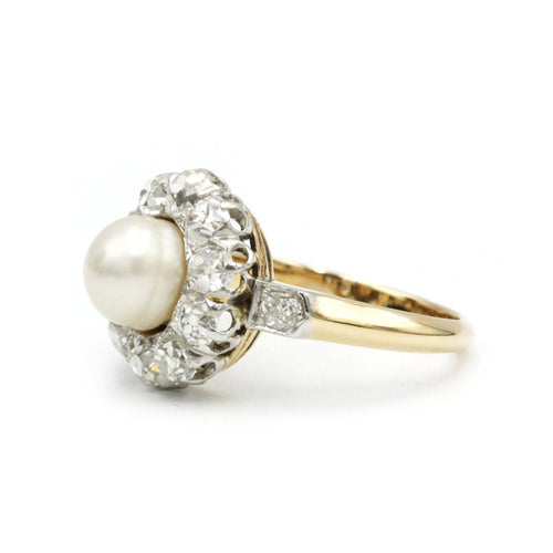 Bague 58 Bague or jaune, platine et diamants 58 Facettes 1062