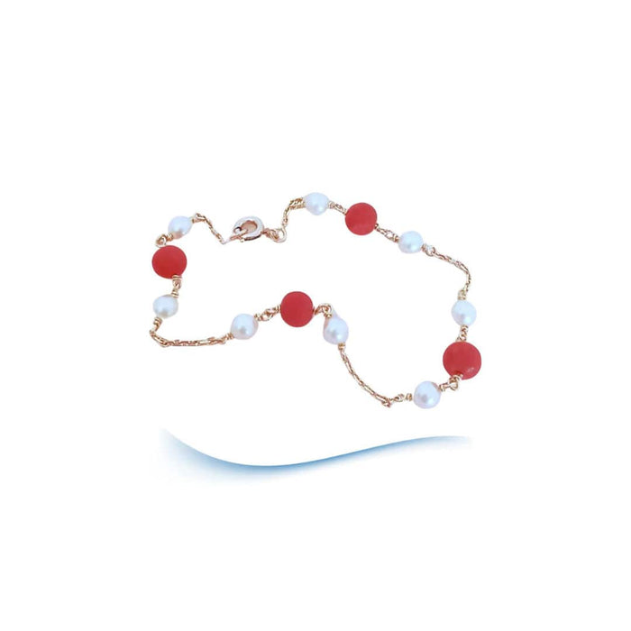 Bracelet Bracelet or jaune perles de corail et perles de culture 58 Facettes AA 1695