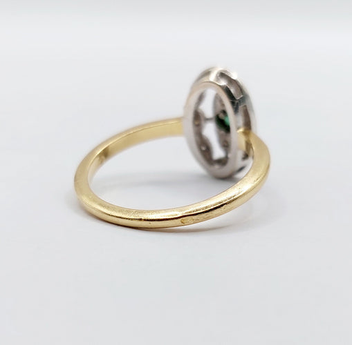 Bague 51.5 Bague marquise art déco or jaune, émeraude et petits diamants 58 Facettes A05530