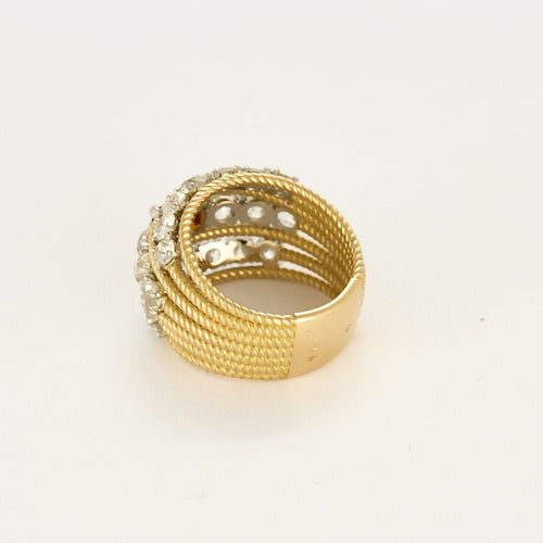 Bague 51.5 Bague large en or jaune torsadé citrine madère et diamants tailles ancienne. 58 Facettes