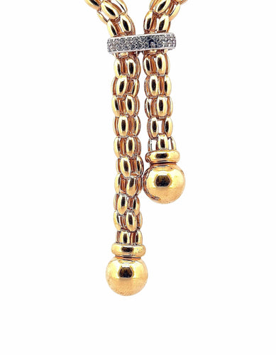 Collier Collier maille Popcorn à pompons en or 18 carats 58 Facettes