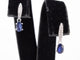 White gold earrings with diamonds and sapphire 58 Facettes 2031