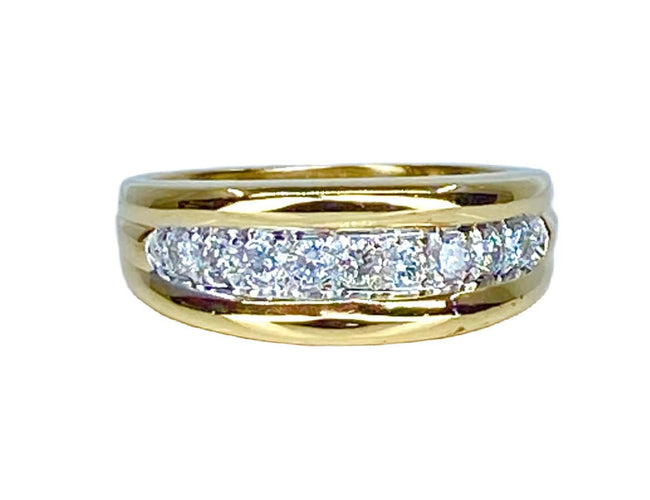 Bague 51 Bague jonc en or jaune 18 carats sertie de 9 diamants 58 Facettes AB565