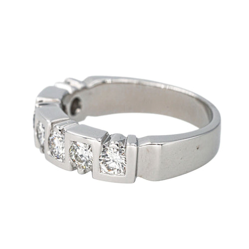 Bague 54 Bague Demi-alliance Or blanc Diamant 58 Facettes 4292752CN