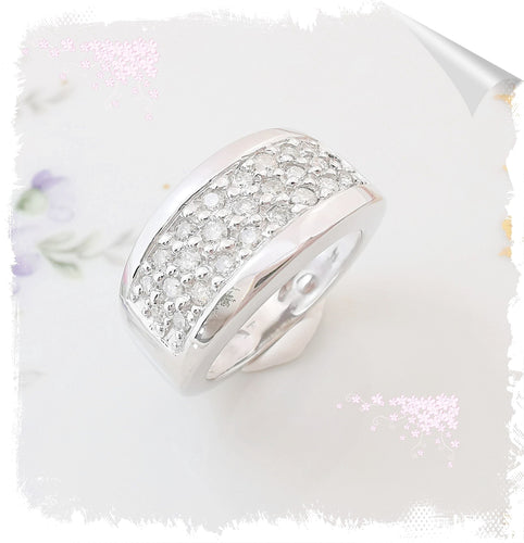 Bague 51.5 Bague Bandeau Diamants Or Blanc 58 Facettes AA 1519